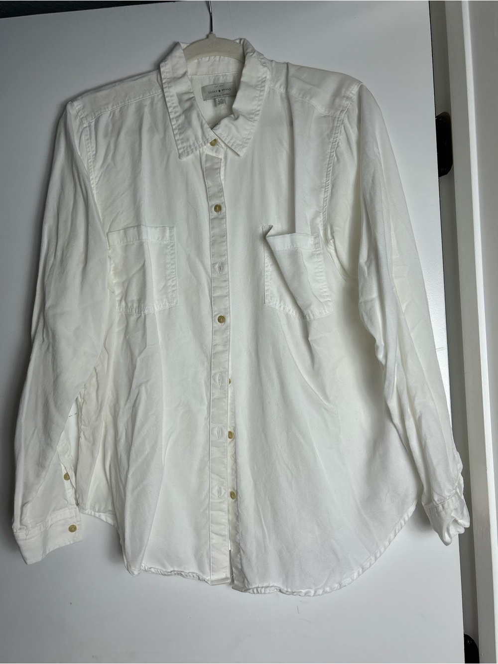 Lucky Brand Cream Button-Up Shirt with Point Collar